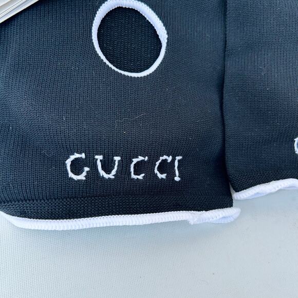 New Gucci Knee Pads Black Logo GG Runway Shira Kneepads Tags Designer Authentic - Picture 9 of 9